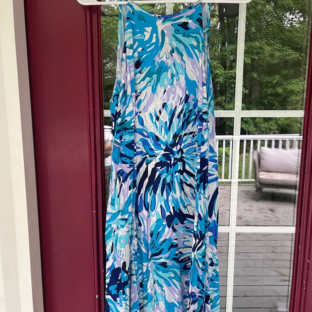 Vibrant Blue and Purple Floral Dress